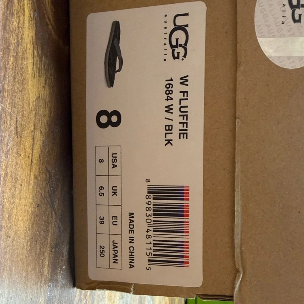 UGG Fluffie Black Rubber Sole Flip Flops - Picture 4 of 4